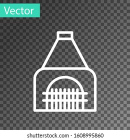 White line Interior fireplace icon isolated on transparent background.  Vector Illustration
