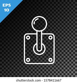 White line Joystick for arcade machine icon isolated on transparent dark background. Joystick gamepad.  Vector Illustration