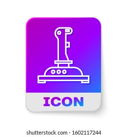 White line Joystick for arcade machine icon isolated on white background. Joystick gamepad. Rectangle color button. Vector Illustration