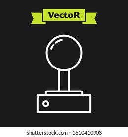 White line Joystick for arcade machine icon isolated on black background. Joystick gamepad.  Vector Illustration