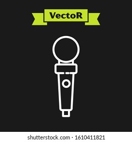 White line Joystick for arcade machine icon isolated on black background. Joystick gamepad.  Vector Illustration