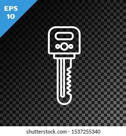 White line Key icon isolated on transparent dark background.  Vector Illustration