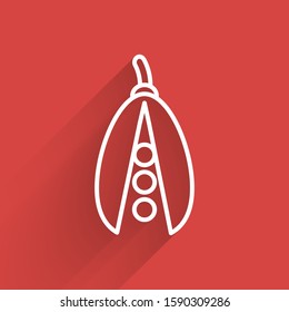 White line Kidney beans icon isolated with long shadow.  Vector Illustration