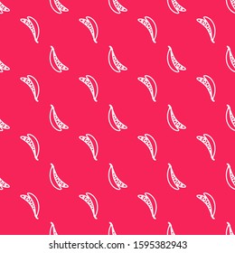 White line Kidney beans icon isolated seamless pattern on red background.  Vector Illustration