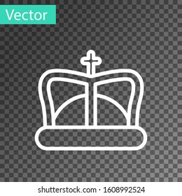 White line King crown icon isolated on transparent background.  Vector Illustration