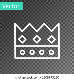 White line King crown icon isolated on transparent background.  Vector Illustration