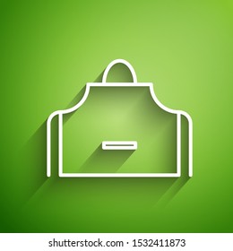 White line Kitchen apron icon isolated on green background. Chef uniform for cooking.  Vector Illustration