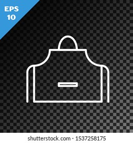 White line Kitchen apron icon isolated on transparent dark background. Chef uniform for cooking.  Vector Illustration