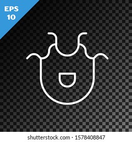 White line Kitchen apron icon isolated on transparent dark background. Chef uniform for cooking.  Vector Illustration