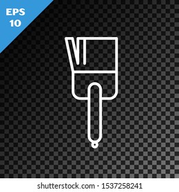 White line Kitchen brush icon isolated on transparent dark background.  Vector Illustration