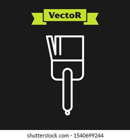 White line Kitchen brush icon isolated on black background.  Vector Illustration