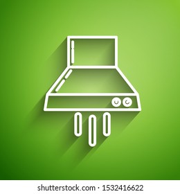 White line Kitchen extractor fan icon isolated on green background. Cooker hood. Kitchen exhaust. Household appliance.  Vector Illustration