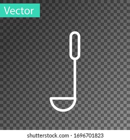 White line Kitchen ladle icon isolated on transparent background. Cooking utensil. Cutlery spoon sign. Vector Illustration