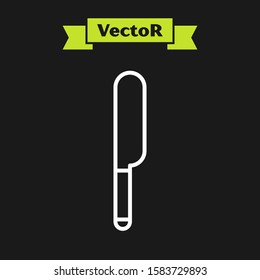 White line Knife icon isolated on black background. Cutlery symbol.  Vector Illustration
