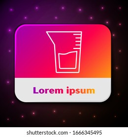 White line Laboratory glassware or beaker icon isolated on black background. Rectangle color button. Vector Illustration