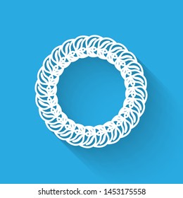 White line Laurel wreath icon isolated with long shadow. Triumph symbol.  Vector Illustration
