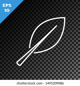 White line Leaf icon isolated on transparent dark background. Fresh natural product symbol.  Vector Illustration