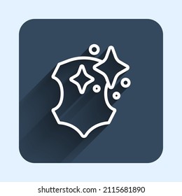 White line Leather icon isolated with long shadow background. Blue square button. Vector