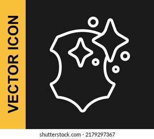 White line Leather icon isolated on black background.  Vector