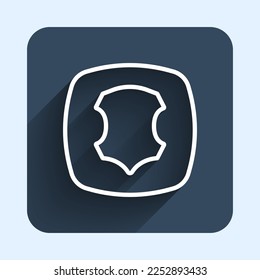 White line Leather icon isolated with long shadow background. Blue square button. Vector