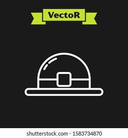 White line Leprechaun hat icon isolated on black background. Happy Saint Patricks day.  Vector Illustration