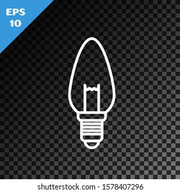 White line Light bulb with concept of idea icon isolated on transparent dark background. Energy and idea symbol. Inspiration concept.  Vector Illustration