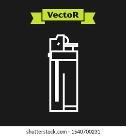 White line Lighter icon isolated on black background.  Vector Illustration
