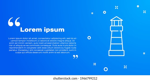 White line Lighthouse icon isolated on blue background.  Vector
