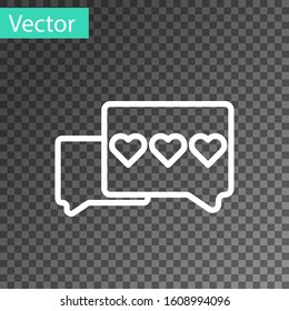 White line Like and heart icon isolated on transparent background. Counter Notification Icon. Follower Vector Illustration
