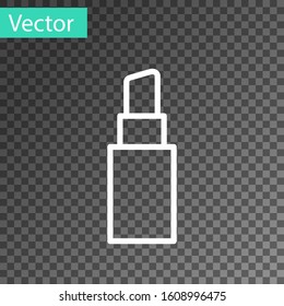 White line Lipstick icon isolated on transparent background.  Vector Illustration