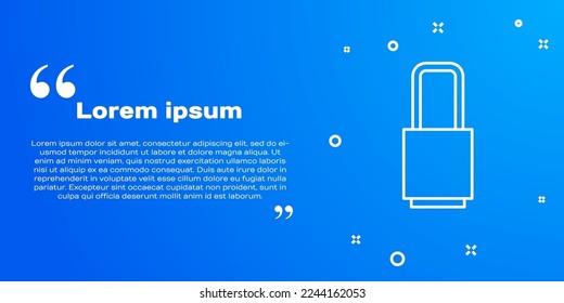 Icono de bloqueo de línea blanca aislado en fondo azul. Señal de bloqueo. Seguridad, seguridad, protección, concepto de privacidad.  Ilustración vectorial