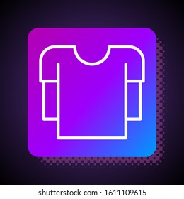 White line Long sleeve shirt icon isolated on black background. Square color button. Vector Illustration