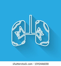 White line Lungs icon isolated with long shadow.  Vector Illustration