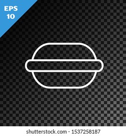 White line Macaron cookie icon isolated on transparent dark background. Macaroon sweet bakery.  Vector Illustration