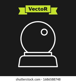 White line Magic ball icon isolated on black background. Crystal ball.  Vector Illustration