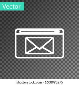 White line Mail and e-mail icon isolated on transparent background. Envelope symbol e-mail. Email message sign.  Vector Illustration
