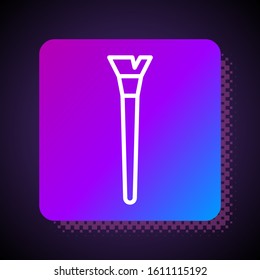 White line Makeup brush icon isolated on black background. Square color button. Vector Illustration