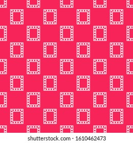 White line Makeup mirror with lights icon isolated seamless pattern on red background.  Vector Illustration