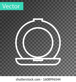 White line Makeup powder with mirror icon isolated on transparent background.  Vector Illustration