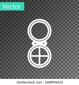 White line Makeup powder with mirror icon isolated on transparent background.  Vector Illustration