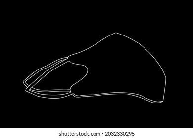 white line mask on black background