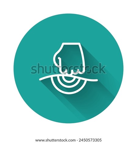 White line Massage icon isolated with long shadow. Relaxing, leisure. Green circle button. Vector