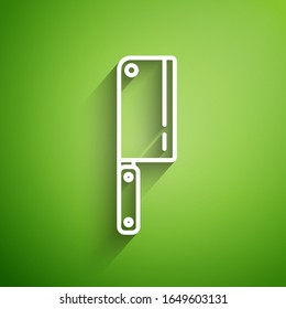 Icono del helicóptero de carne aislado en fondo verde. cuchillo de cocina para carne. cuchillo carnicero.  Ilustración vectorial