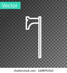 White line Medieval axe icon isolated on transparent background. Battle axe, executioner axe. Medieval weapon.  Vector Illustration
