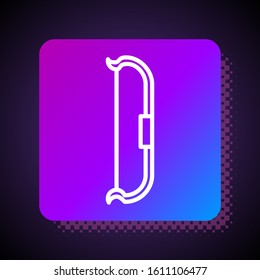 White line Medieval bow icon isolated on black background. Medieval weapon. Square color button. Vector Illustration