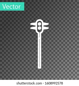 White line Medieval chained mace ball icon isolated on transparent background. Medieval weapon.  Vector Illustration