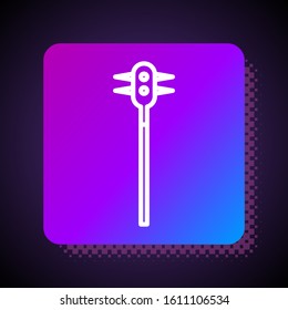White line Medieval chained mace ball icon isolated on black background. Medieval weapon. Square color button. Vector Illustration