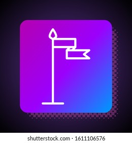 White line Medieval flag icon isolated on black background. Country, state, or territory ruled by a king or queen. Square color button. Vector Illustration