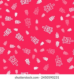 White line Medieval flag icon isolated seamless pattern on red background. Country, state, or territory ruled by a king or queen.  Vector