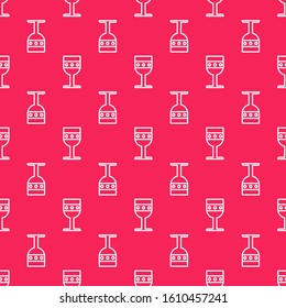 White line Medieval goblet icon isolated seamless pattern on red background.  Vector Illustration